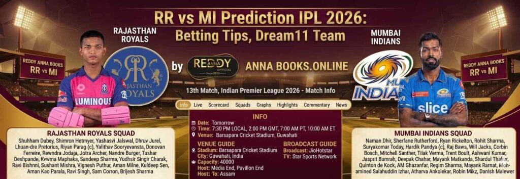 RR vs MI Prediction 2026: Reddy Anna Book – Live Odds & IPL Betting App for Real Money By reddy anna book